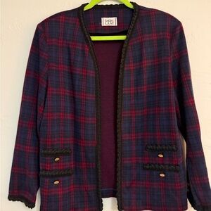 Women's Plaid Jacket - Red and Blue